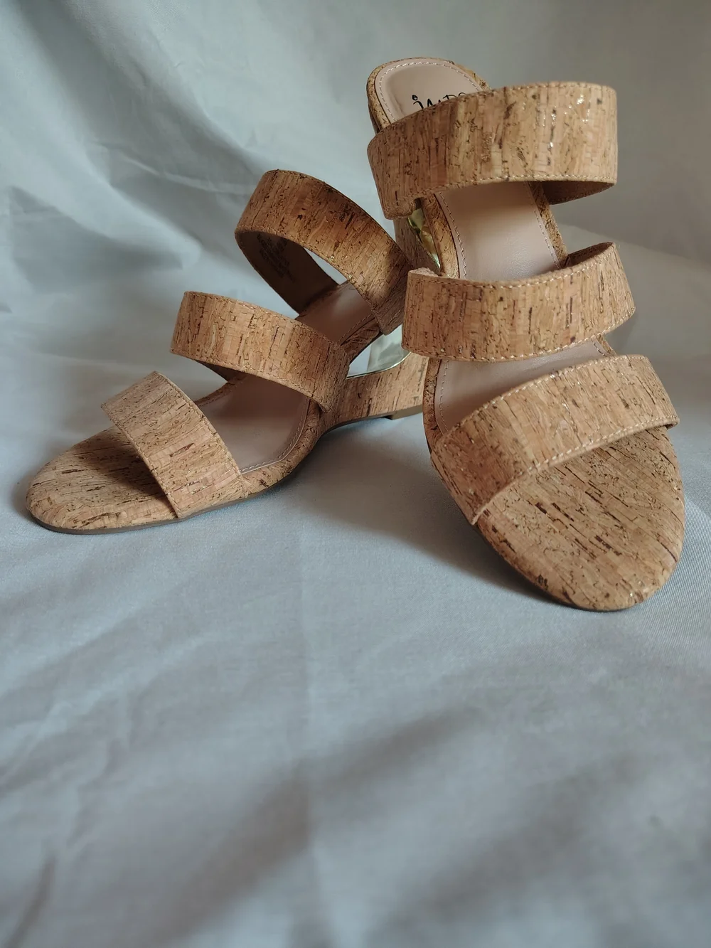 Impo Viera Real Cork Wedge Slide Sandals Gold Metallic Women's 6.5M